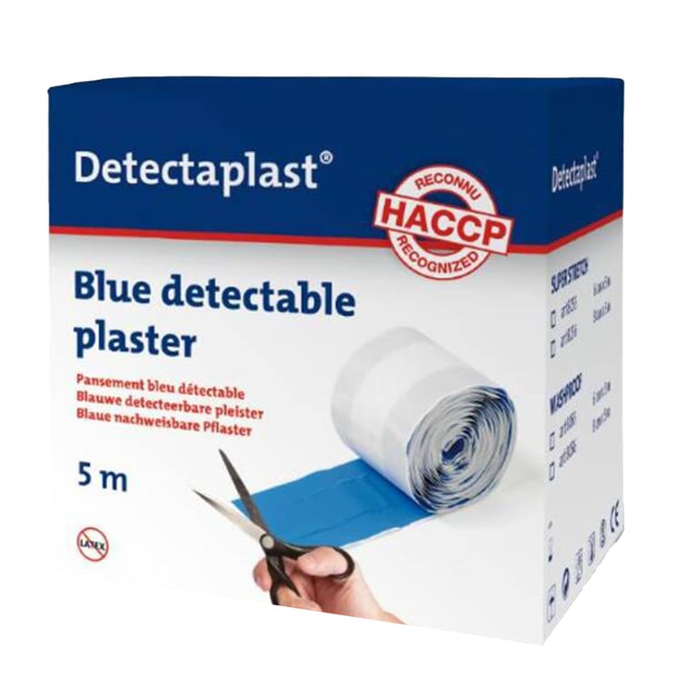 Detectaplast pleister waterafstotend blauw 8cm x 5mtr