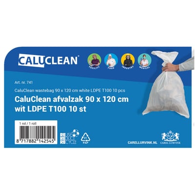 CaluClean afvalzak 90x120cm wit LDPE T100 10st