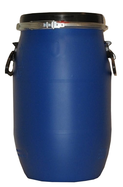 HDPE dekselvat UN gekeurd met handgrepen blauw 30ltr