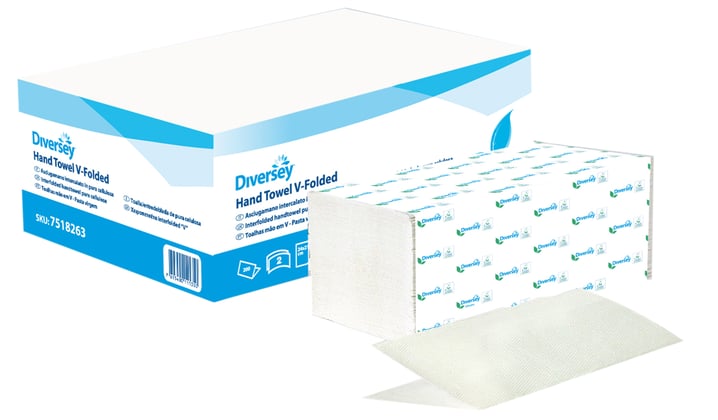 Diversey vouwhanddoek cellulose V-gevouwen 2-lgs 20x200 vel