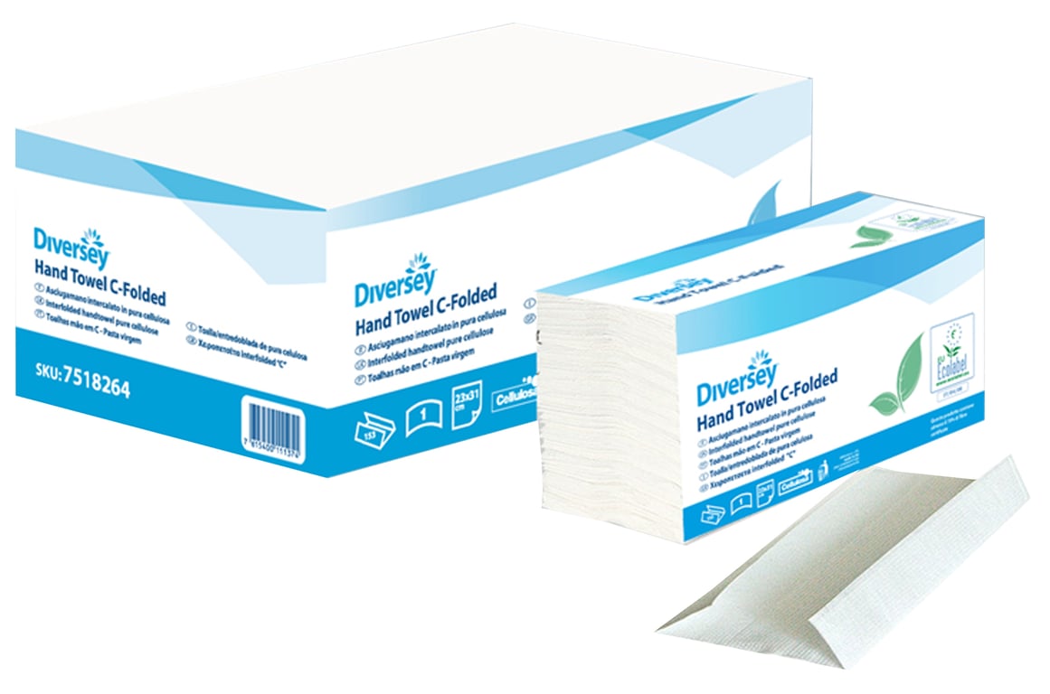 Diversey vouwhanddoek cellulose C-gevouwen 1-laags 20x153 vel