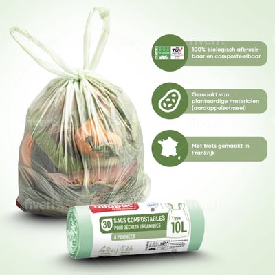 Afvalzak 45x50cm biologisch afbreekbaar T20 10ltr 30st