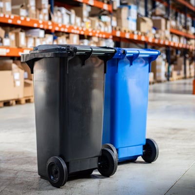 Mini-container 120ltr blauw met deksel
