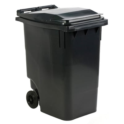 Kunststof rolcontainer grijs 360ltr met deksel