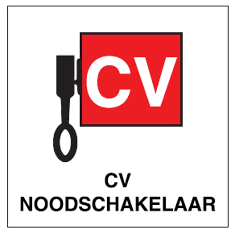 Brady Sticker "CV noodschakelaar" 148x148mm