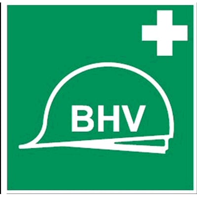 Brady sticker ''BHV'' gelamineerd polyester 100x100mm zelfklevend