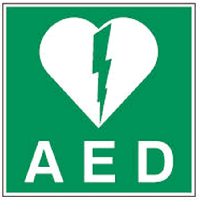 Brady bordje "AED" 100x100mm zelfklevend