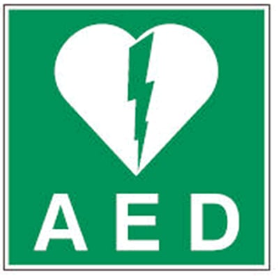 Brady sticker ''AED'' gelamineerd polyester 100x100mm zelfklevend