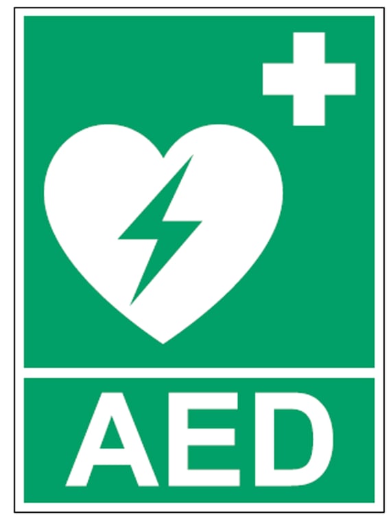 Brady sign "AED" polypropyleen 210x148mm wit op groen