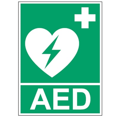 Brady sign "AED" polypropyleen 210x148mm wit op groen