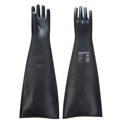 Portwest zwaargewicht latex-rubberhandschoen 600mm zwart maat L