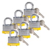 Hangsloten gelamineerd staal geel met beugel van 20mm
