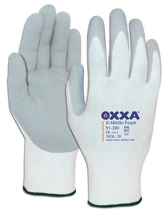 Oxxa X-Nitrile Foam werkhandschoenen wit grijs 