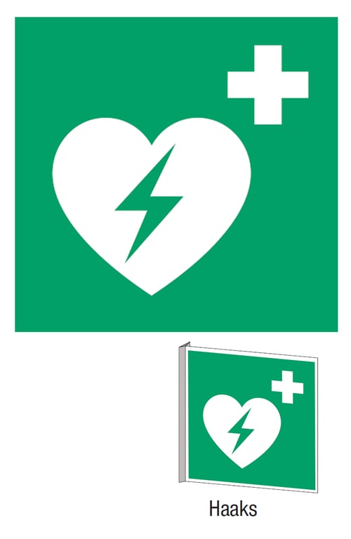 Brady bordje"automatische externe defibrillator" tweerichtings haaks 203 x 203mm