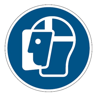 Brady sticker "gelaatsbescherming verplicht" gelamineerd polyester 200mm volgens ISO 7010
