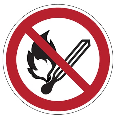 Brady bordje "vuur, open vlam en roken verboden" P003 DIA100