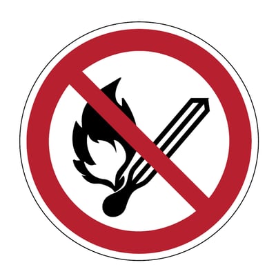 Brady sign "vuur, open vlam en roken verboden" rood, zwart op wit 400mm