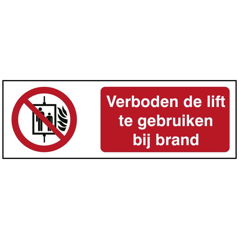 Brady sign "Verboden de lift te gebruiken bij brand" 15x5cm