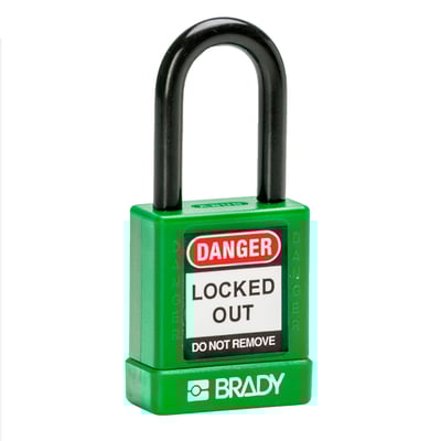 Brady aluminium hangslot met nylon behuizing groen 