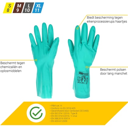 CaluGuard Nitrile groene nitril werkhandschoenen maat 11 (2XL)