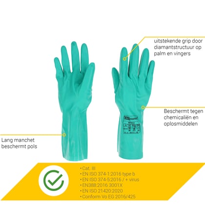 CaluGuard Nitrile werkhandschoenen groen maat 8 (M)