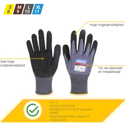CaluGuard Ultra Protect grip nitrile F102 snijbestendige handschoenen maat S (8)