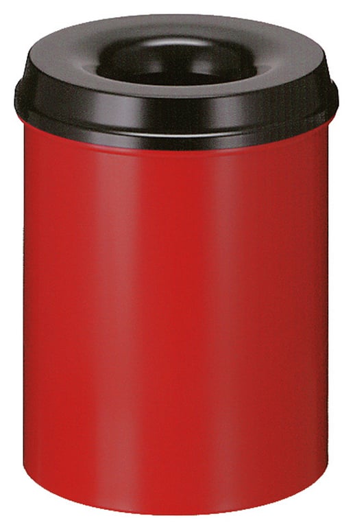 Vlamdovende afvalbak 15ltr met zwart deksel