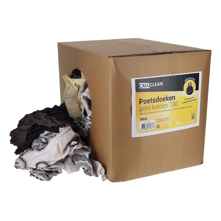 CaluClean poetsdoeken bonte katoen T80 10kg