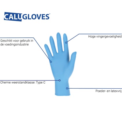 CaluGloves Food Safe Skyblue nitrile disposable handschoenen maat S 100st