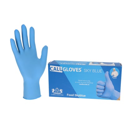CaluGloves Food Safe Skyblue nitril wegwerphandschoenen maat S 100st