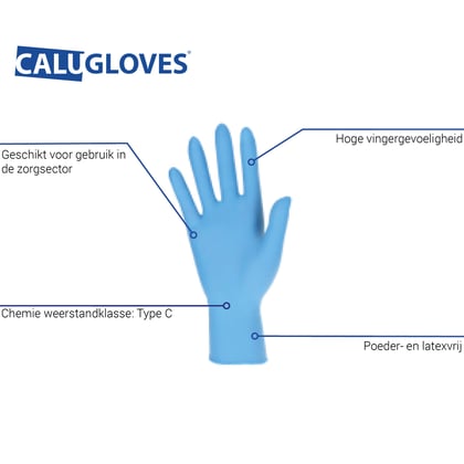 CaluGloves Medical Skyblue nitrile disposable handschoenen maat L 200st 