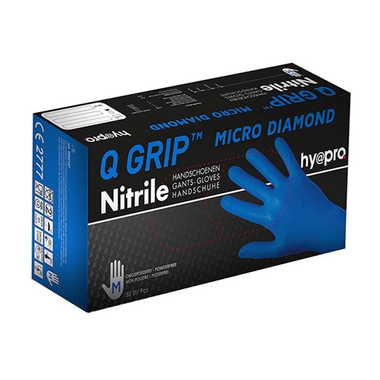 Q-Grip nitrile handschoenen poedervrij blauw 7mil
