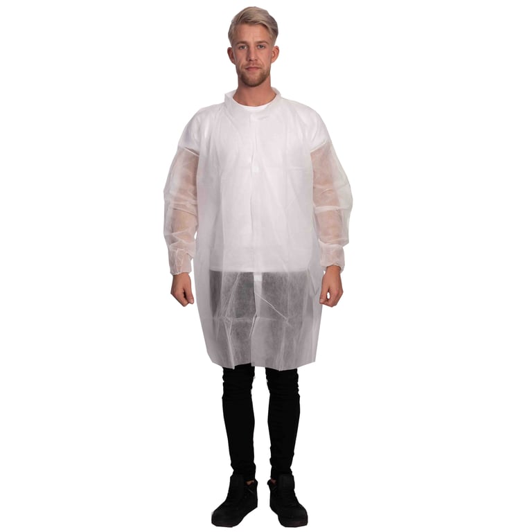 CaluGuard Basic 100 bezoekersjas klittenband wit