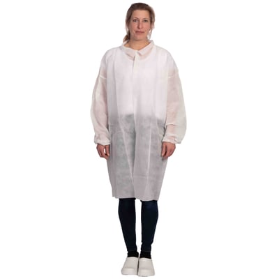 CaluGuard Comfort bezoekersjas drukknopen wit maat 2XL