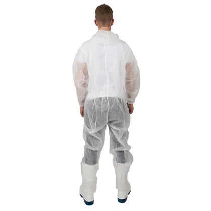 Basic overall non woven met capuchon wit 