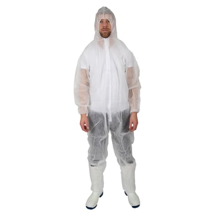 Basic overall non woven met capuchon wit 