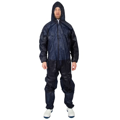 CaluGuard Basic overall met capuchon blauw maat XL