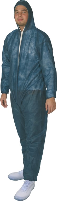 Basic overall non woven blauw maat met capuchon