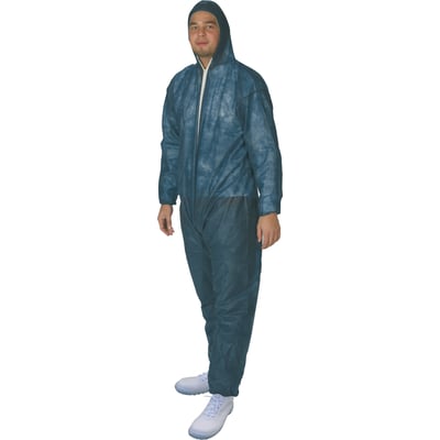 Basic overall non woven blauw met capuchon maat M