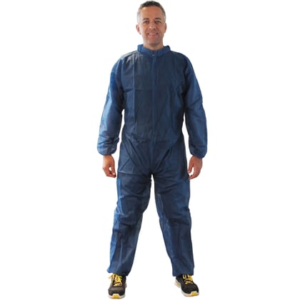 Disposable non woven overall basis blauw zonder capuchon