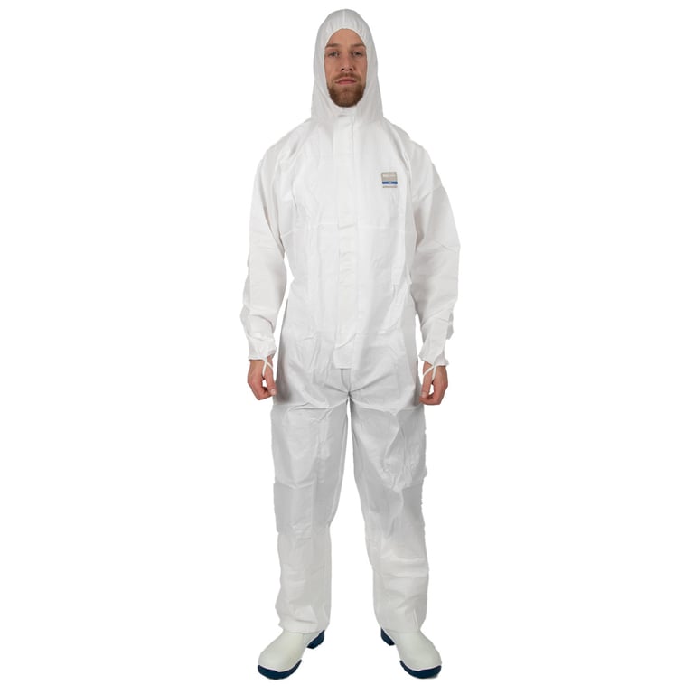 CaluGuard Pro overall met capuchon wit