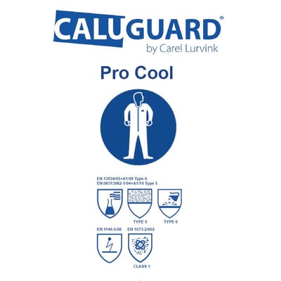 CaluGuard Pro Cool overall met capuchon maat L wit/blauw