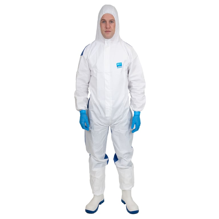 CaluGuard Pro Cool overall met capuchon wit/blauw