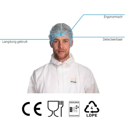 CaluGuard Plus haarnet detecteerbaar blauw 100st