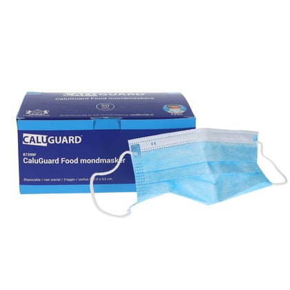 CaluGuard Food mondmasker met oorlus en neusclip 3-laags blauw