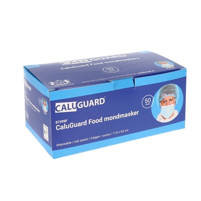 CaluGuard Food mondmasker met oorlus en neusclip 3-laags blauw