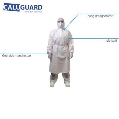 CaluGuard Pro isolatieschort wit Microtex met  gebreide manchetten