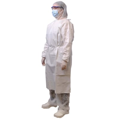 CaluGuard Pro isolatieschort wit Microtex met  gebreide manchetten