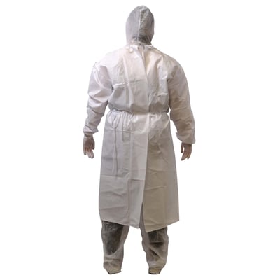 CaluGuard Pro isolatieschort wit Microtex met  gebreide manchetten