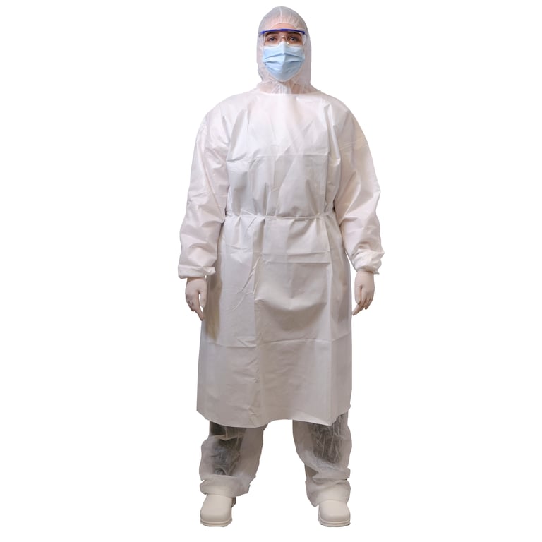 CaluGuard Pro isolatieschort wit Microtex met gebreide manchetten